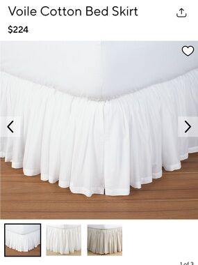 Pottery Barn Voile Cotton Bed Skirt - King - White - 15” Drop